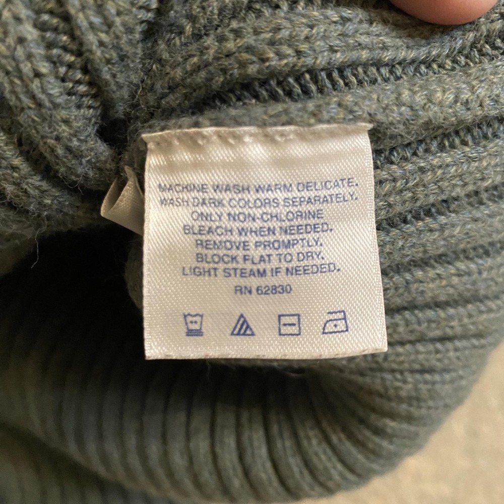 Lands End Sweater Youth Medium 10-12 Green Cotton Cable Knit Quarter Zip Mock - Picture 7 of 11